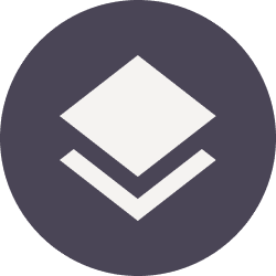 Grey circle with white layered squares icon.